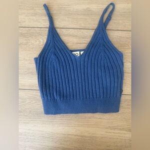Roxy Promise Me Pretty Cornflower Blue Ribbed Sweater Cropped Tank Top Size XS